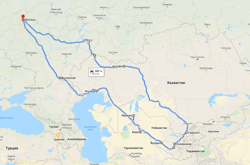 Путешествие из москвы в ташкент на авто